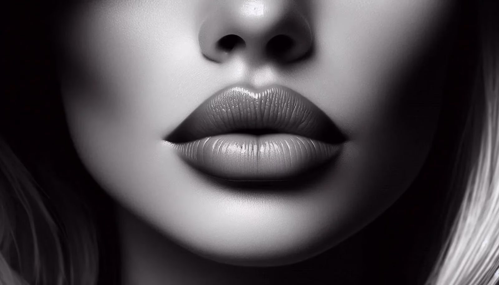 lips on a beautiful woman after lip filler