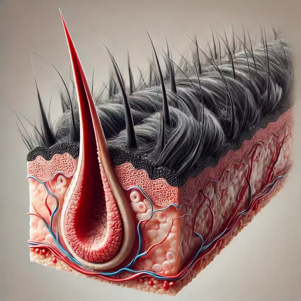 a structure of hair and skin