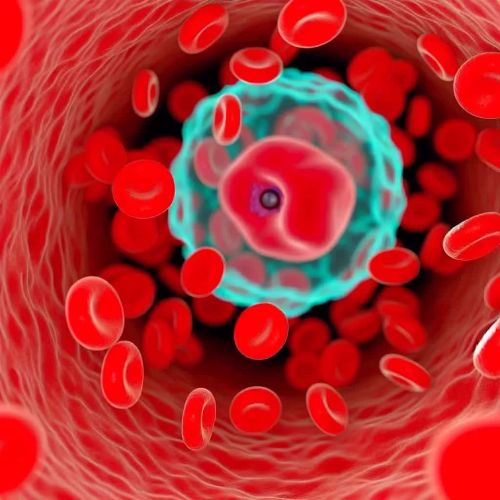 red blood cells in a blood vessel