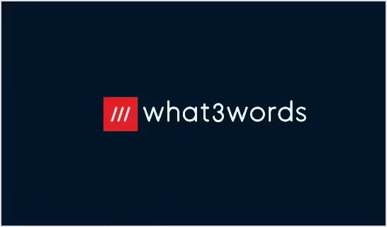 what 3 words logo on a black background